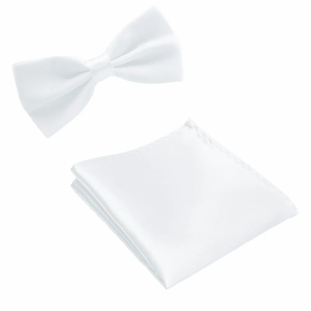 HOOYI полиэстер галстук набор галстуки для мужчин Галстук Свадебный квадратный Карманный галстук-бабочка платок Свадебный Бабочка Полотенце - Цвет: White