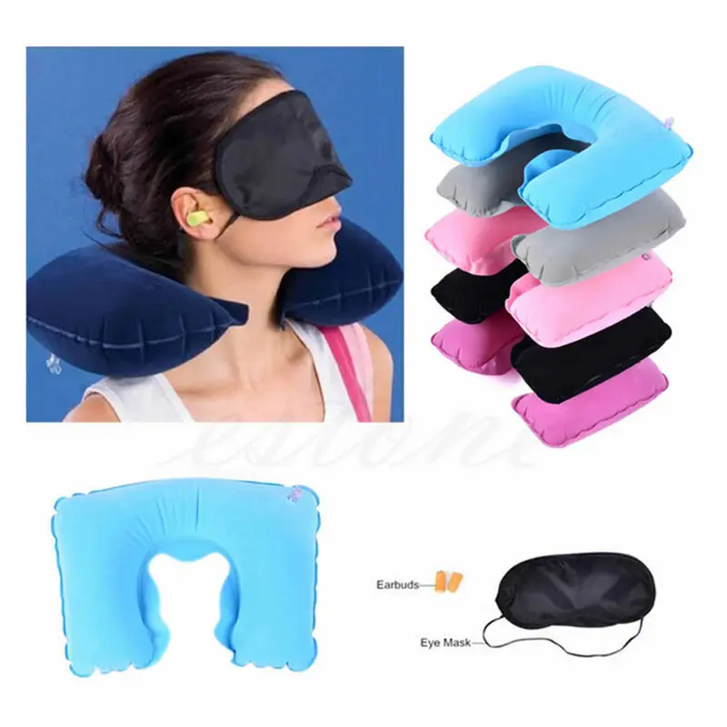 

Plastic Inflatable Neck Rest U-Shaped Pillow Air Cushion Compact Plane Flight Travel Accessories for Office Car Camping