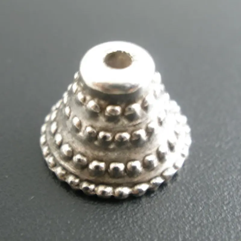 100Pcs Antique Silver Tone Acrylic Bell Shape End Beads Caps DIY