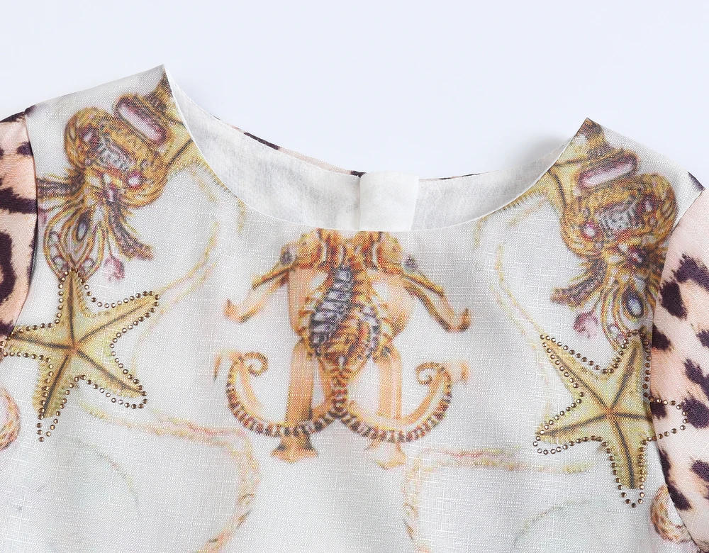 2019 New Kids Dresses For Girls Leopard Starfish A-line Cotton Top Fashion Toddler Summer Girl Clothing For Party 2-8 Year Child (4)