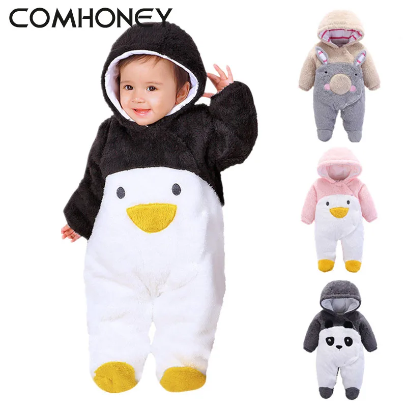 

Baby Rompers Panda Winter Newborns Boys Girls Jumpsuits Cartoon Penguin Rabbit Infant Overalls Kids Outfits Cosplay Baby Pajamas