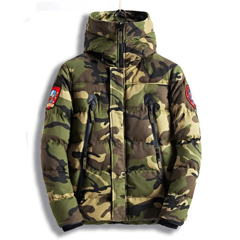 

New 2019 Men's Military Bomber Jacket Parkas Thick Warm Camouflage Winter Jacket Men Hooded Coat Padded Flight Jacket Overcoat