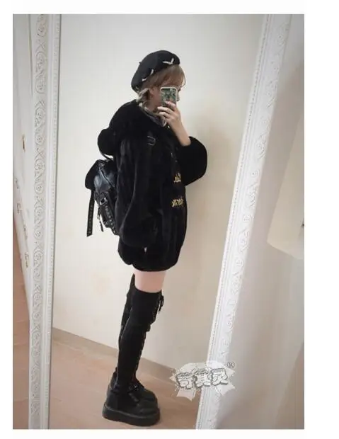 Лолита каваи в стиле панк рок harajuku Винтаж Журнал Стиль кольцо лента шнуровка бант шерсть шляпа женские черные береты