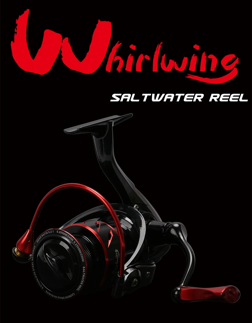 Carretel de Pesca Reel para Água 8 + 1 Whirlwing Taurinoya 3000 Rolamento 5.2: 1 4-11 kg Max Arraste Spinning Salgada 800 1000 2000 2 Cheap Carretilhas de pesca