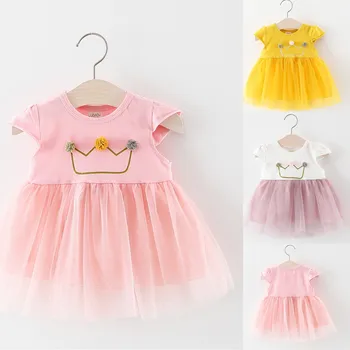 

Toddler Kid Baby Girl Short Sleeve Printed Lace Princess Dress Clothing