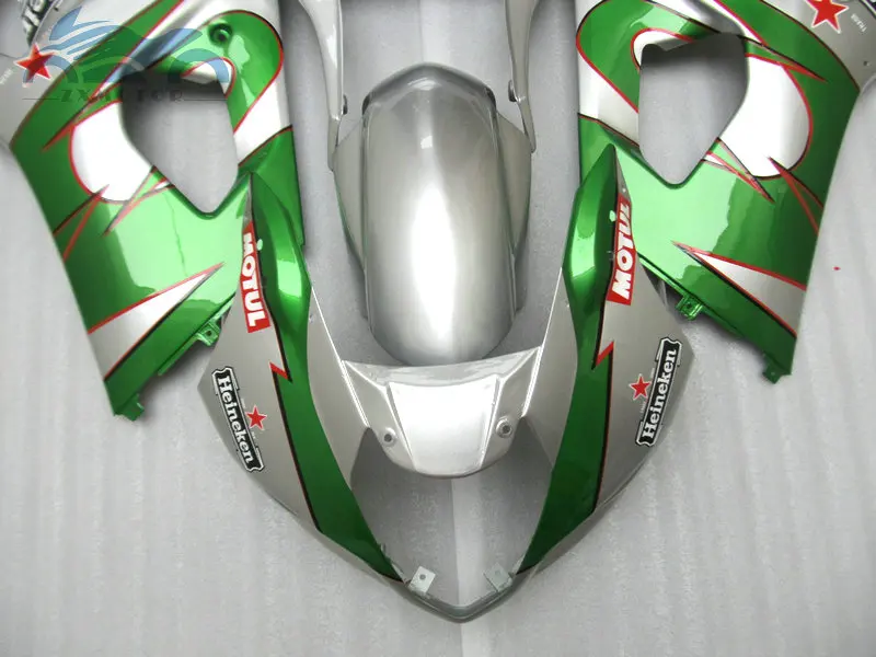 Обновите комплект обтекателей для SUZUKI 2003 2004 GSXR1000 K3 Мотоцикл Спортивные обтекатели комплект 03 04 GSXR 1000 серебристого и зеленого цветов кузова