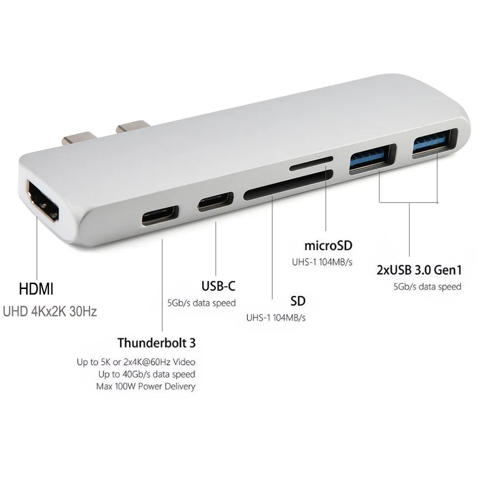 USB C Hub for MacBook Pro Thunderbolt 3 Type C Hub with SD/Micro SD Card Reader +HDMI+USB-C Charger PD typec USB-C Converters USB C Hub for MacBook Pro Thunderbolt 3 Type C Hub with SD/Micro SD Card Reader +HDMI+USB-C Charger PD typec USB-C Converters