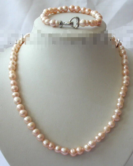 

stunning 15mm baroque pink freshwater cultured pearl necklace bracelet set s1142 (A0423)