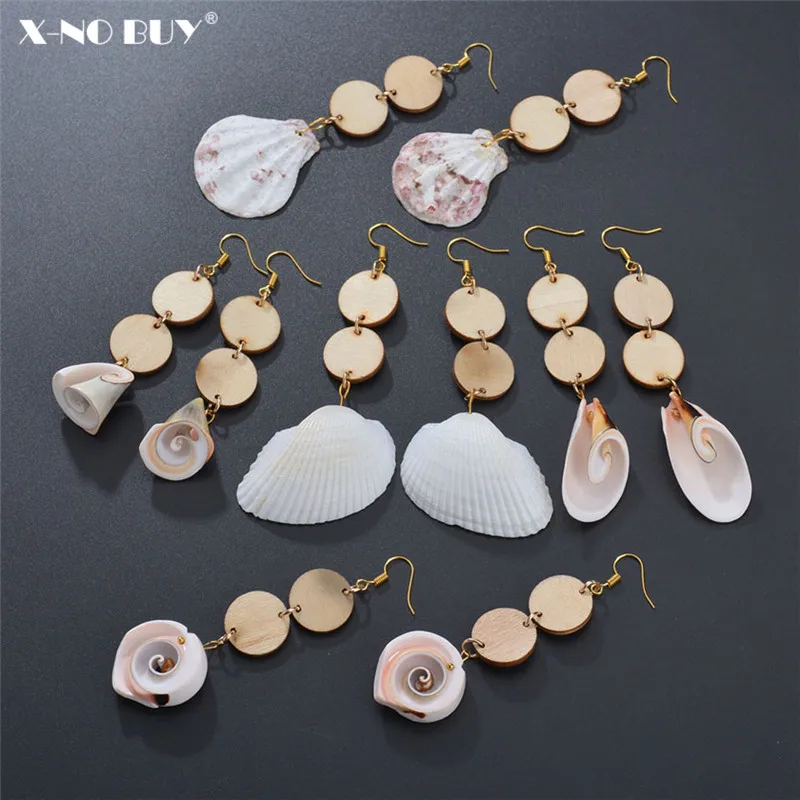 

New Spiral Whorl Conch Drop Earrings For Women Exaggerated Bohemia Natural Shell Dangles Earring Female Summer Sea Beach Jewelry