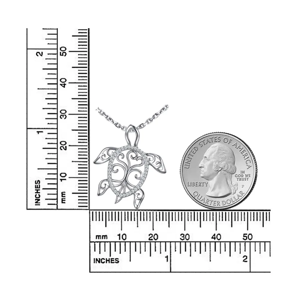 925 серебро уникальная подвеска "Древо жизни" морская черепаха стерлингового серебра Черепаха Honu ожерелье-подвеска животное для Для женщин подарок