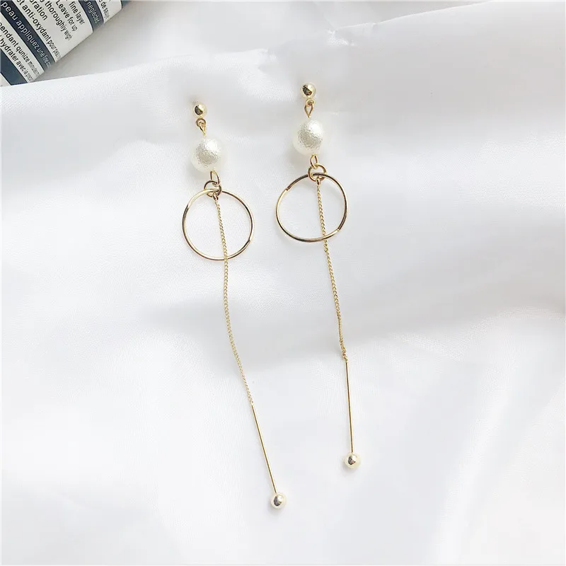 

Korean Chic Pearl Geometric Long Ring Simple Baitao Super Immortal Ear Nail No Ear Hole Ear Clip 1054