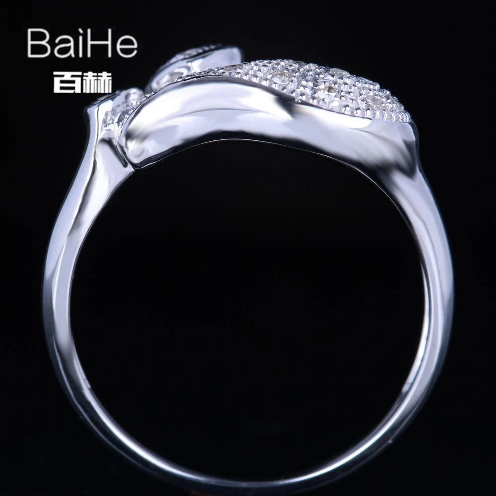 Baihe SOLID 14 К из белого золота(au585) 0.2ct CERTIFIED H/SI круглая огранка из натуральной бриллиантами свадебные Для женщин Мода Ювелирные украшения кольцо