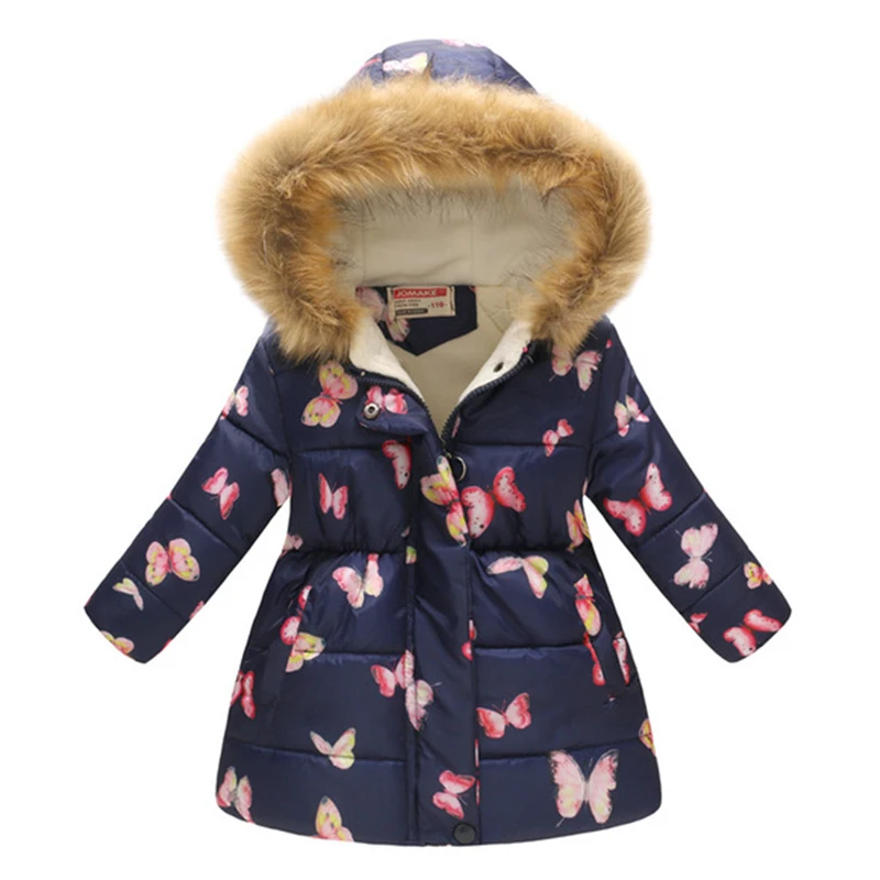 Girls Jackets Winter Coats Cotton-Padded Girls Clothes Children Fur Collar Jackets For Girls Costume Kids Hooded Outerwear