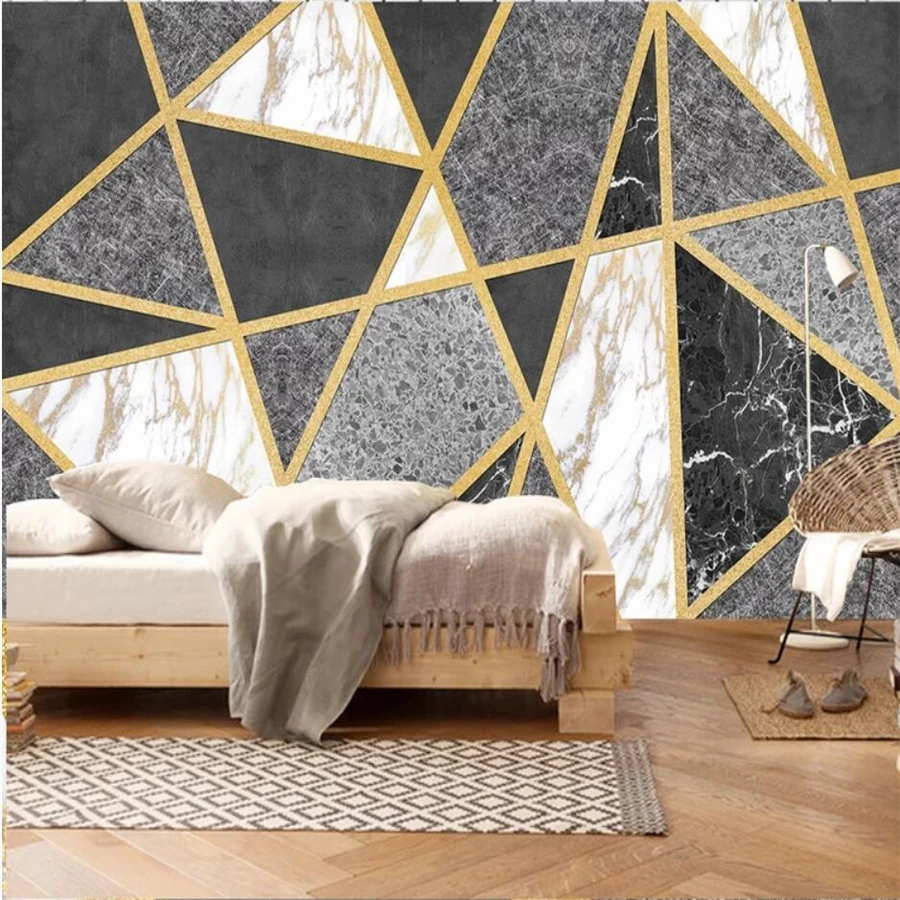 

Custom wallpaper 3d photo mural abstract geometric lines marble texture sofa background wall papers home decor 3d papel de pared