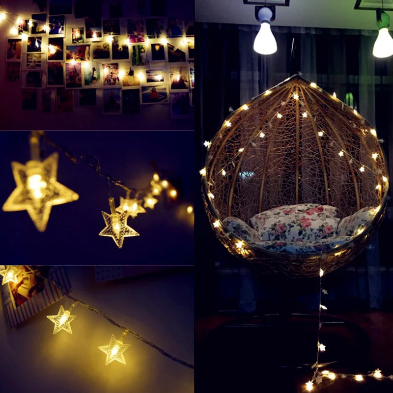 fairy light wall Holiday Light 1.5M 3M 6M 10M LED Star String Lights 10 20 40 80 LEDS Waterproof Outdoor AA Battery LED Christmas Decoration fairy light wall