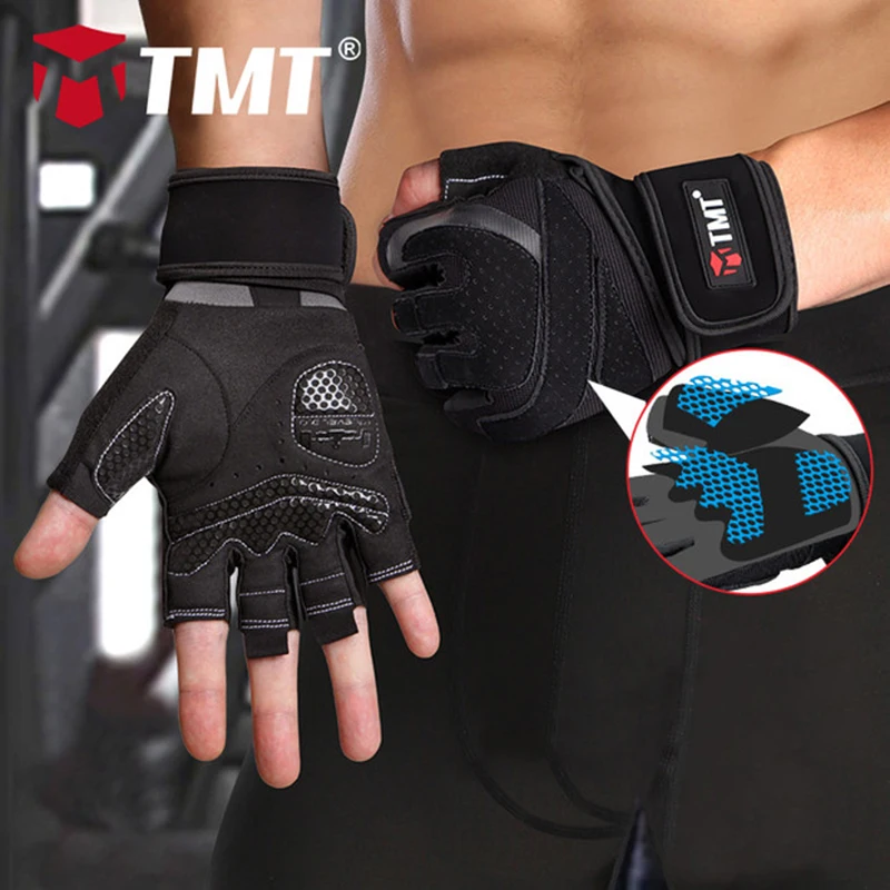 TMT Gym Gloves Anti-slip With Wristband Sports Weight Lifting Gloves Body Building Deadlift Training Fitness Protect Workout TMT Gym Gloves Anti-slip With Wristband Sports Weight Lifting Gloves Body Building Deadlift Training Fitness Protect Workout
