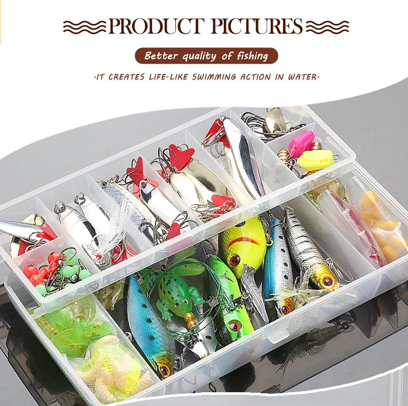 Fishing Lure MinnowPopperWobbler Spoon Metal Lure Soft Bait Fishing Lure Kit Isca Artificial Mixed ColorStyleWeight (3)