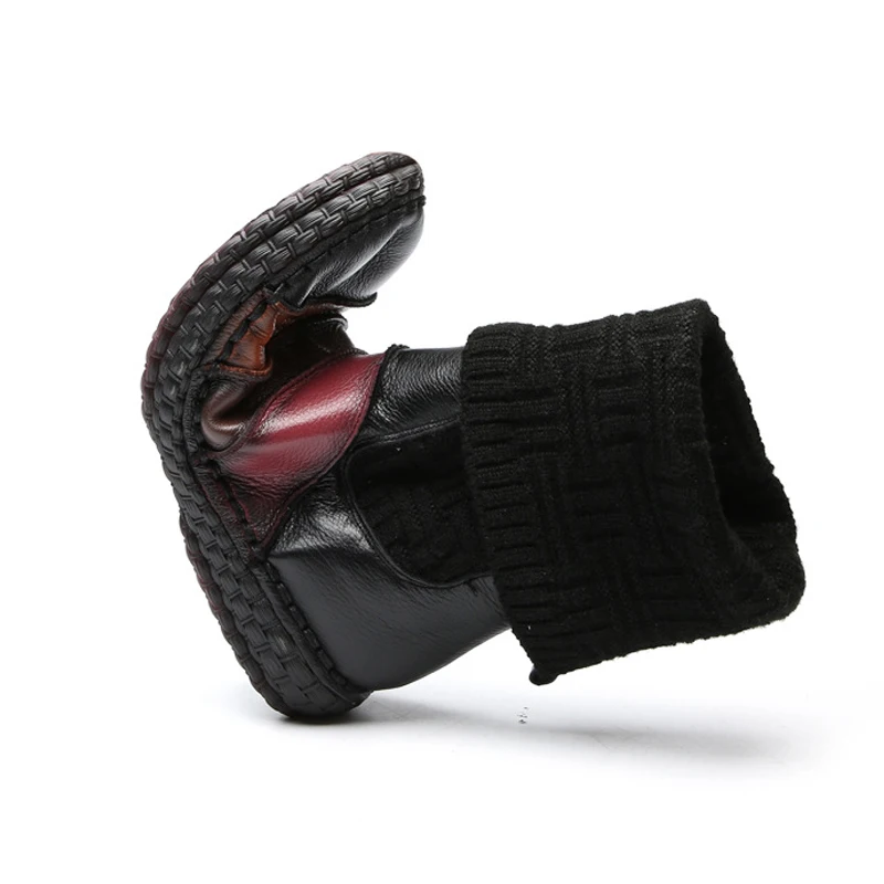 Najtaniej BEYARNE dziewiarskie botki Genuien skórzane 2018 zimowe platformy damskie zabytkowe buty śnieżne Retro ręcznie robione damskie ciepłe buty