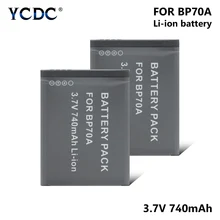 Batería recargable BP70A para móvil, 740mAh, para Samsung SL50, SL600, SL605, SL630, ST61, ST65, ST66, AQ100, MV, Series, MV800