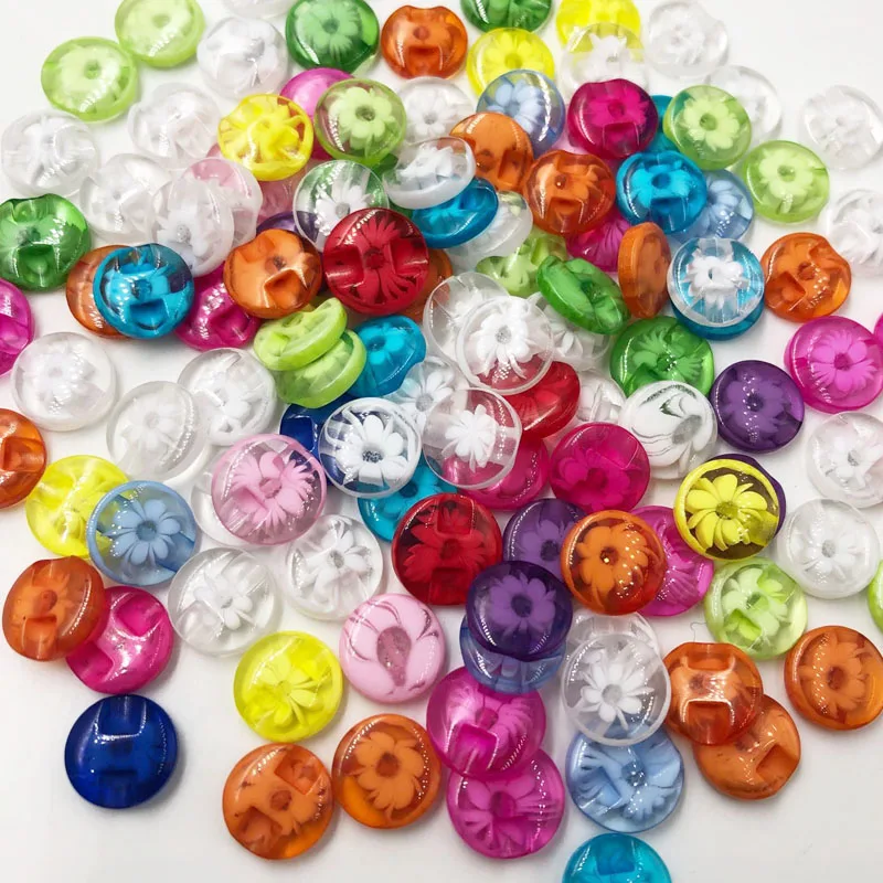 

50Pcs Mixed Cat's Eye flowers Plastic Buttons Sewing Mushroom 14mm