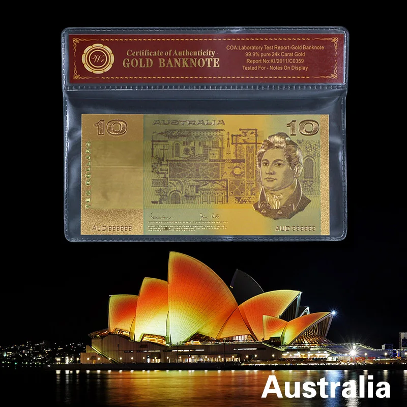 Wr Luxury Home Decor Colorful Gold Banknote Aud 10 Australian Wr 1 0598