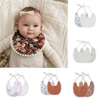 

Personalised Newborn Baby Bibs Burp Cloths Cotton Floral Cute Bibs For Baby Toddler Double-deck Linen Burp Cloths Saliva Towel