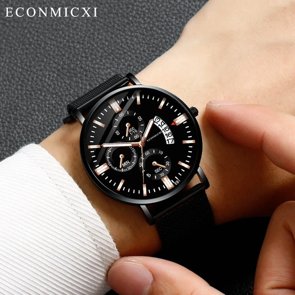 

Simple Mens Clock Watch Man Outdoor Sport luxury Fashion Men's Stainless Steel Watch Analog Alloy Quartz Watch Minimalist Watch