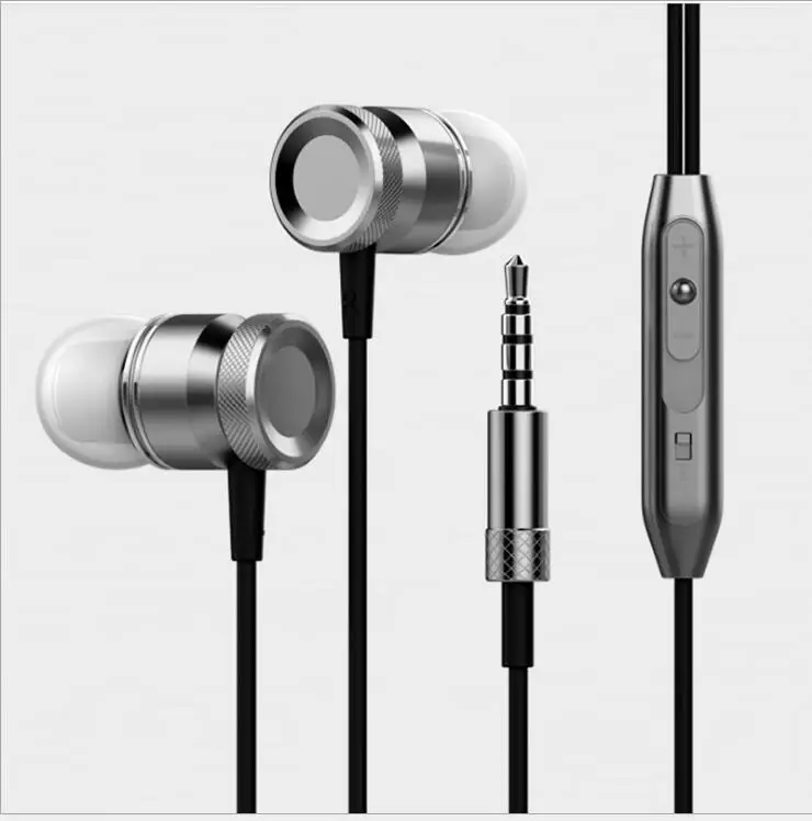 Stereo Metal Wired Earphone With Microphone Earbuds In Ear Headset Bass Sound Music Earphones For Iphone Xiaomi Huawei Phones