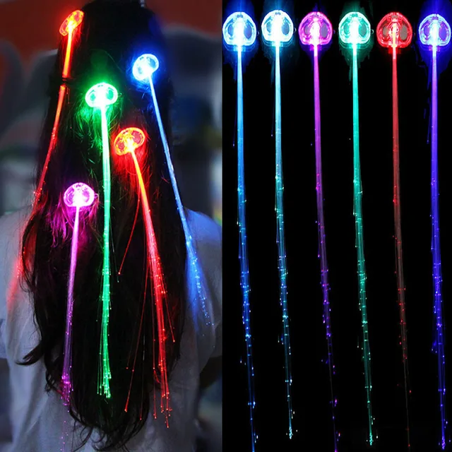 3pcs Colorful LED Wigs Braided Flash LED Deocorative Hair Clip LED Hair LED Hairpiece Supplies for Party Cosplay Carnival