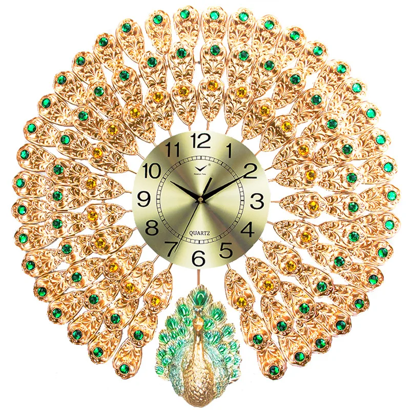 

Large Peacock Watch Mute Clock Wall Clock Modern Design Living Room Home Fashion Decorating Quartz Clock Big Wall Clock