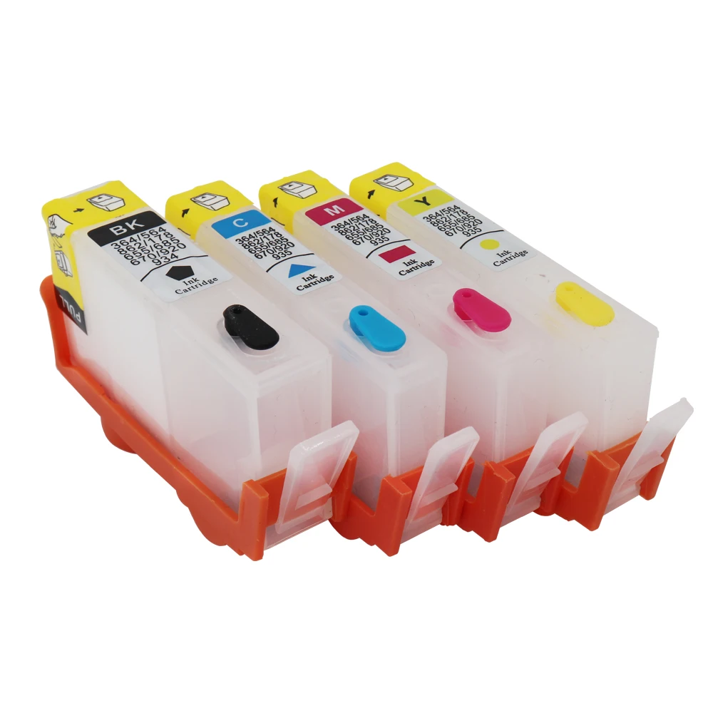 For HP 670 XL hp670 BK C M Y Refillable ink Cartridge 4 color for HP 3
