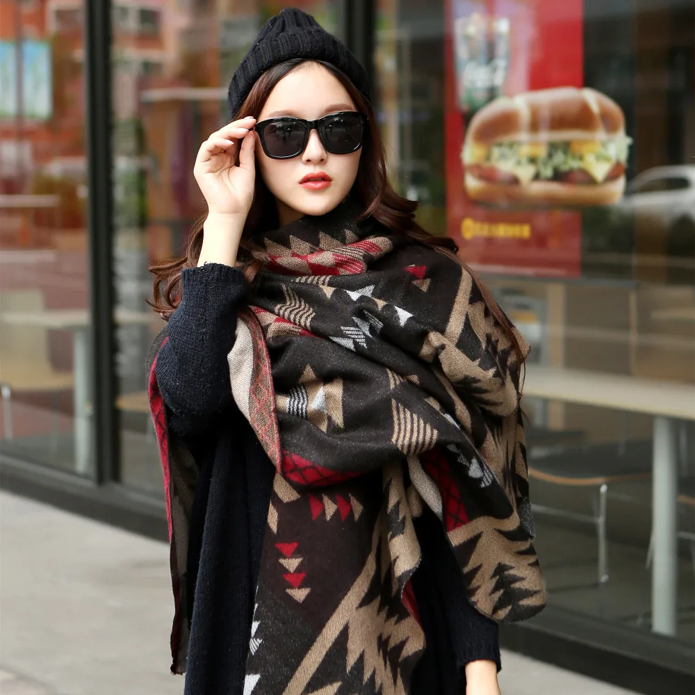

Women Square Scarf Winter Warm Thick Gryffindor Shawl Long Floral Print Scarves New Female Shawls Poncho Foulard Scarfs Designer