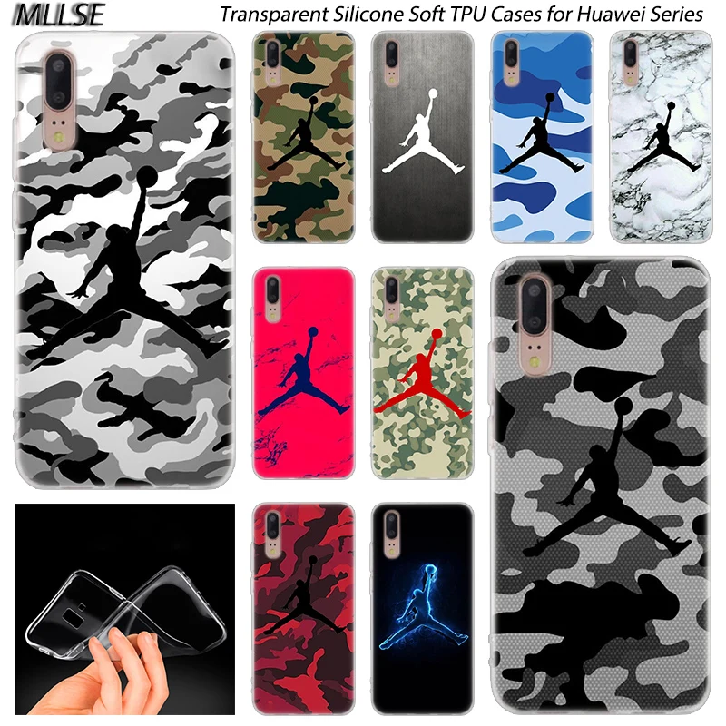 

Basketball Michael Jordan logo Camouflage Silicone Case for Huawei P30 P20 P10 P9 P8 Lite 2017 P30 P20 Pro Mini PSmart 2019 Plus