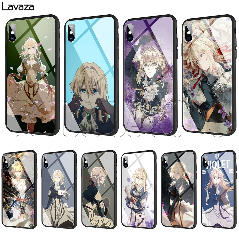 

Lavaza Violet Evergarden Tempered glass TPU Case for iPhone XS MAX XR X 8 7 6 6S Plus