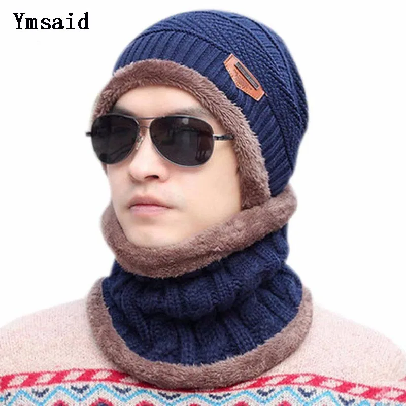 

Ymsaid Neck Warmer Winter Hat Knit Hats Scarf 2Pcs Set For Men Women Knitted Hat Beanie Ski Hat Skullies Beanies