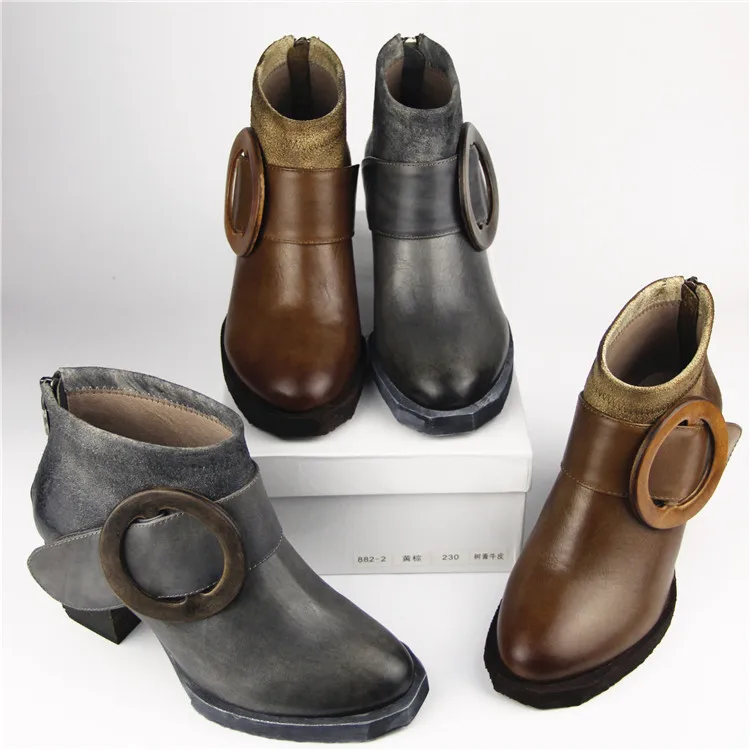 Hot Sale Winter Womens Chelsea Boots Online Genuine Leather Ankle Boots Fashion Grey Handmade Casual Boots