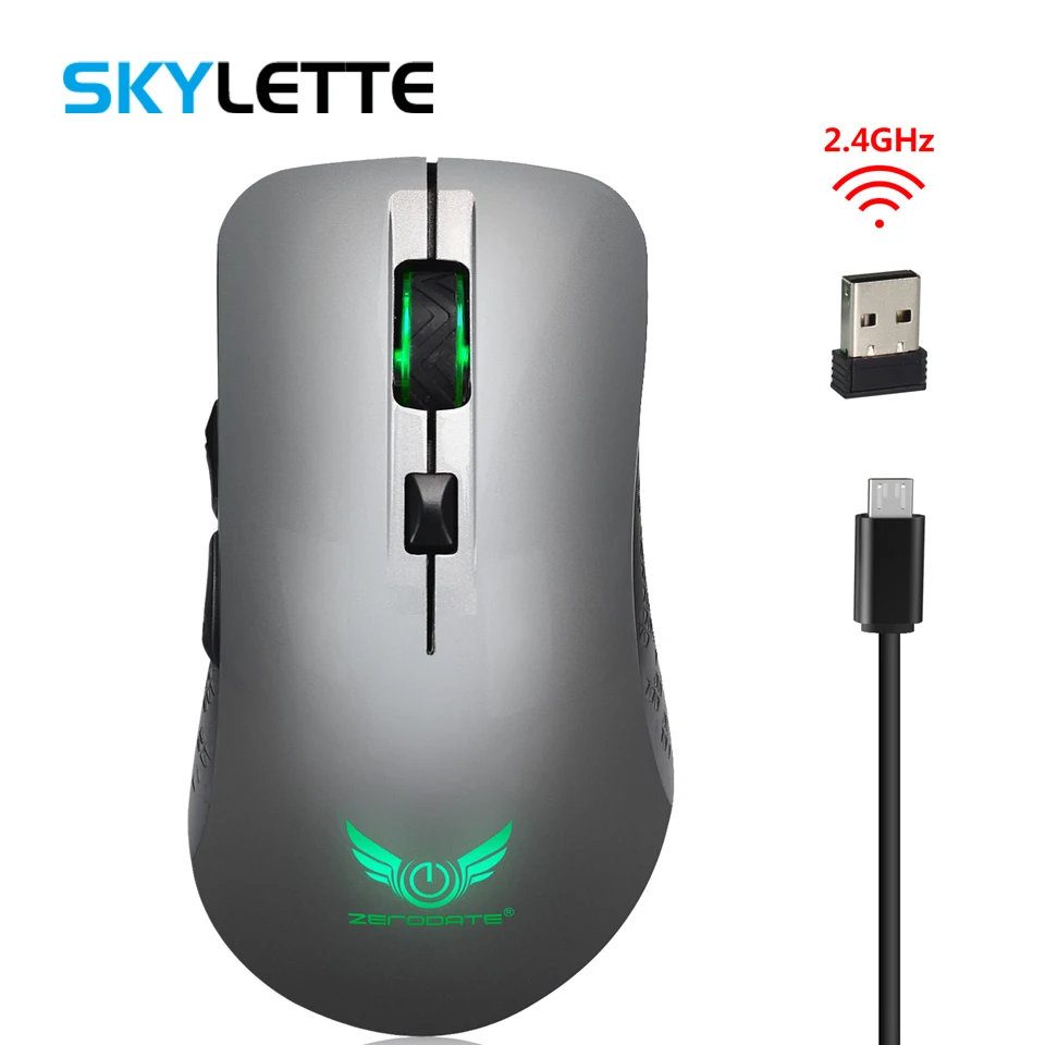 

2.4Ghz Wireless Mouse Rechargeable Gaming Mouse 2400 DPI 4 Level Adjustable Color Glowing Gamer Mouse for Desktop Laptop