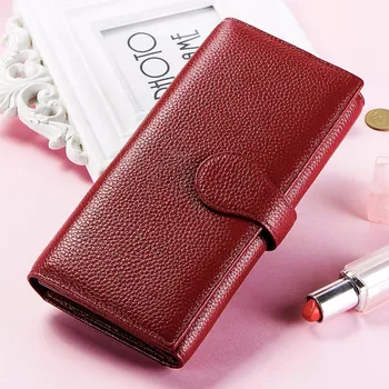 

GZCZ Genuine Leather Wallet RFID Fashion Women Coin Purse Wallets Female Long Credit Card Holder Clutch Money Bag Zipper Purses