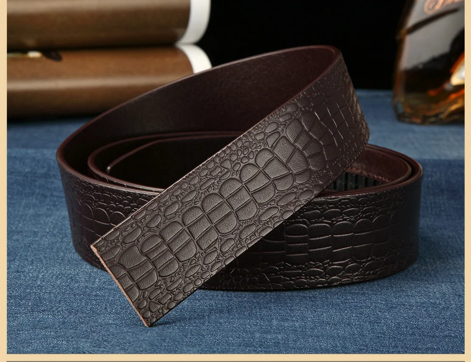 BIGDEAL Brand No Buckle 3.5cm Wide Genuine Leather Automatic Belt Body Strap Without Buckle Belts Men Good Quality Male Belts