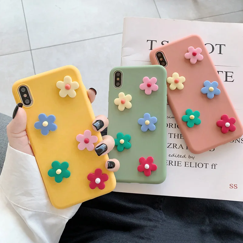

Cute 3D Flowers Phone Case For iphone XS Max XR X Cover For iphone 6 6s 7 8 plus Fashion INS Floral Pattern Soft Back Cases Capa