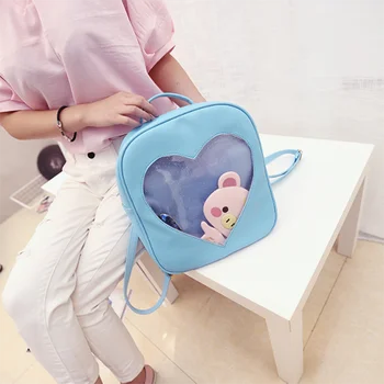 

Candy Color Love Heart Shape Transparent Harajuku School Backpack For Girls Fashion High Quality Backpacks 2020
