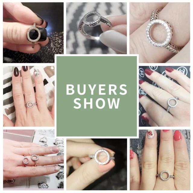 Buy CheapBAMOER 100% Genuine 925 Sterling Silver Forever Clear Black CZ Circle Round Finger Rings for Women Jewelry Christmas Gift.