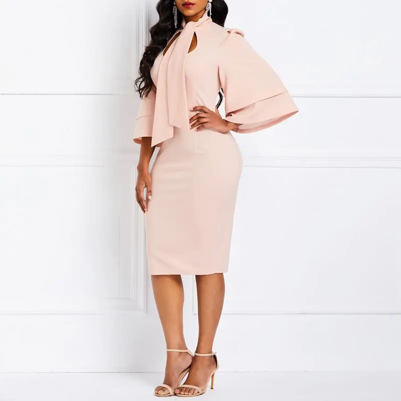 

Sweet Sexy Club Women Dresses Casual Plus Size Office Lady Preppy Bodycon Plain Hole Vintage Elegant Female Fashion Retro Dress