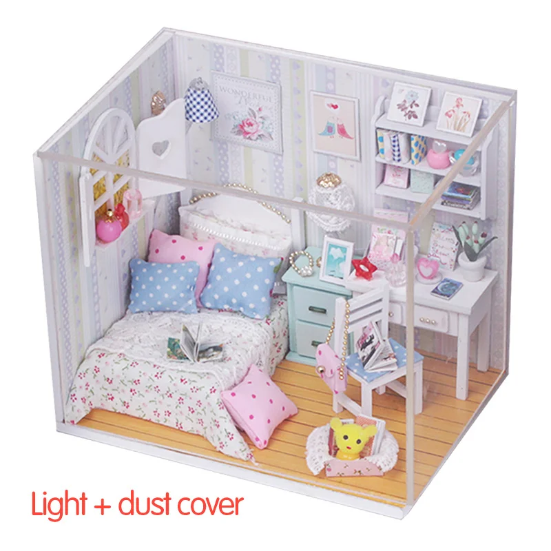 

DIY Toys for Girls Wooden Pink Girl House Miniaturas with Furniture DIY Miniature House Dollhouse Girls Birthday Gifts M013 M026