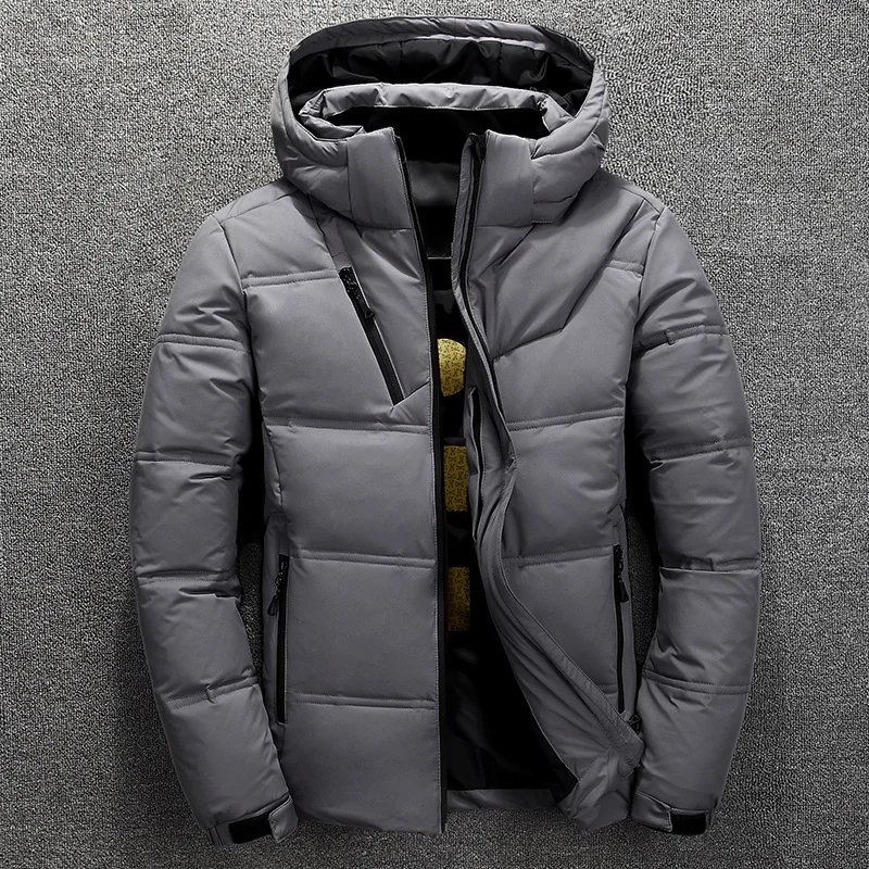 Winter new men's down jacket Casual mens thick Detachable hat White duck down hooded coat male Solid color warm zip outwear Tops Winter new men's down jacket Casual mens thick Detachable hat White duck down hooded coat male Solid color warm zip outwear Tops
