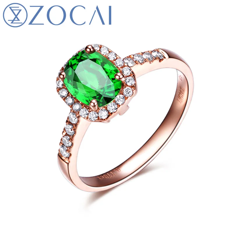 Новое поступление ZOCAI прозрачный зеленый камень цаворит ювелирные изделия 0 75 ct