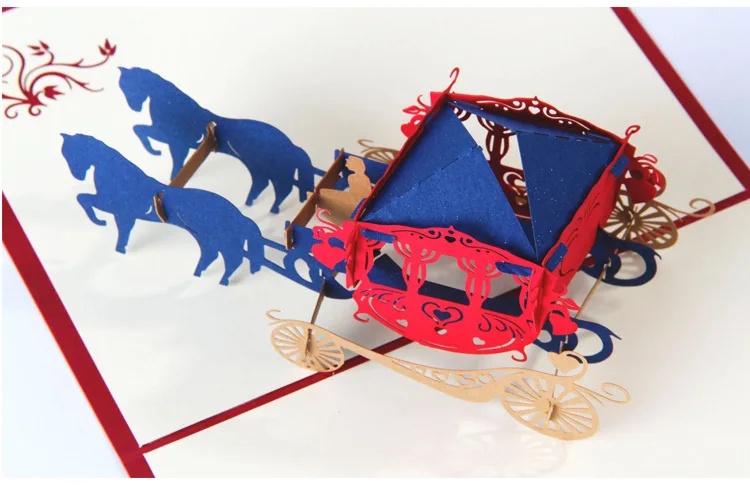  Ynaayu 1pcs 3D Carriage Greeting Cards Handmade Design Beautiful Butterfly Card Wedding Invitation  - 32820492190