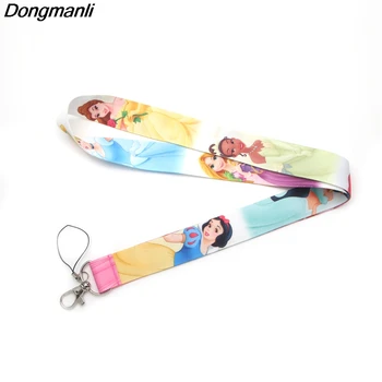 

P2361 Dongmanli wholesale 24pcs/lot princess Lanyard For keychain ID Card Pass Gym Mobile Phone Badge Holder kids key holder
