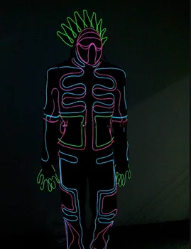 

new factory out ghost Luminescent colorful ballroom clothing led robot costume glowing stage costume leds clothing DHL Free Ship