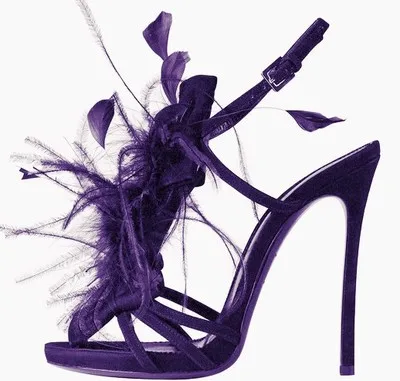 Deification/женские дизайнерские туфли на высоком каблуке-шпильке, украшенные птичьими перьями; вечерние свадебные туфли с ремешком и пряжкой на щиколотке; Sandalia - Цвет: as pic